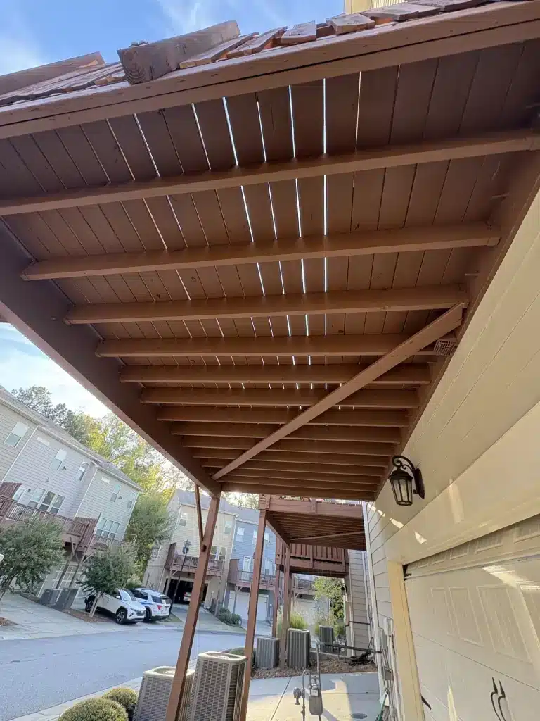 Stained deck ceiling and beams — MG Barillas Painting
