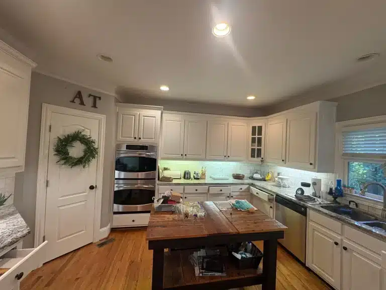 White painted kitchen cabinets, doors and trim — MG Barillas Painting